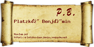 Platzkó Benjámin névjegykártya